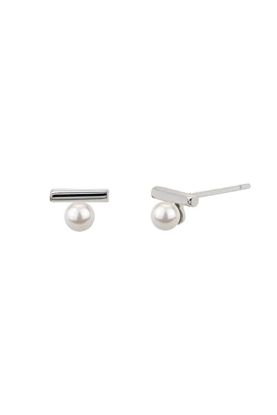 Lisa&Co. Cercei argint Baguette&Pearl S Argint placat cu rodiu / Shellpearls ...