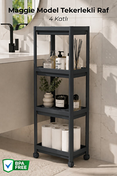 Nandy Home 4 Katlı Maggie Model Tekerlekli Düzenleyici Raf - Çok Amaçlı Organ...