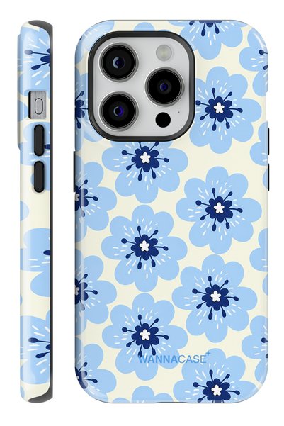 WANNACASE iPhone 14 Pro Blue Bloom Double Layer Essential Tough Phone Case