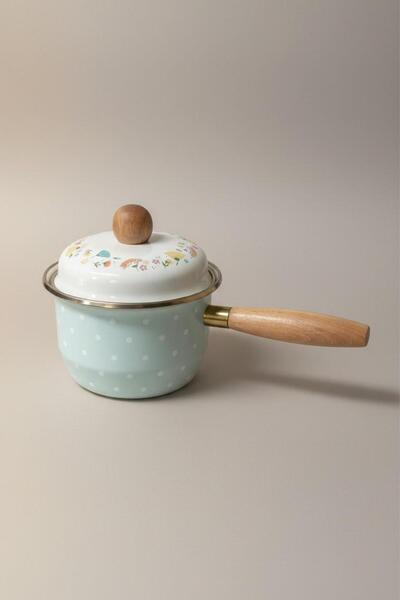 ALBETTO Enamel Rafadan Egg Stew Sauce Pan 12 cm 800ml Mint