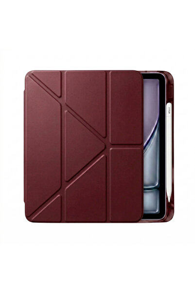 Ps iPad Air 11 inç (M4)/(M3)/(M2) Tri Folding Standlı Kılıf - Bordo