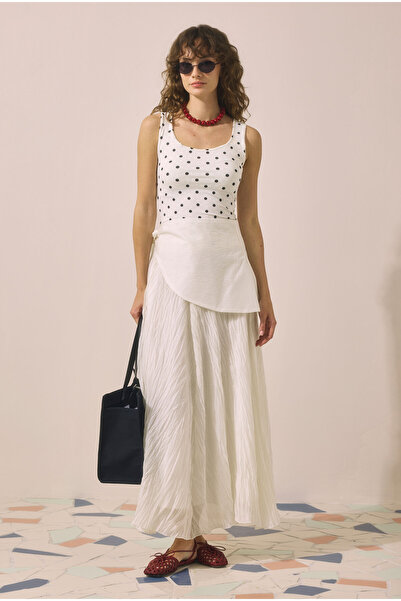 HE-QA Layered Detailed Skirt Ecru