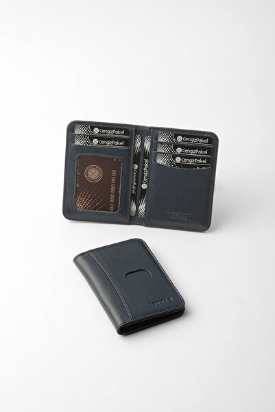 CENGİZ PAKEL Genuine Leather Unisex Minimal Vertical Card Holder – 2523t - Na...