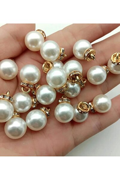 yiğit aksesuar 5 Adet 12 mm Gold Rondelalı İnci Boncuk Takı Bileklik Kolye uc...