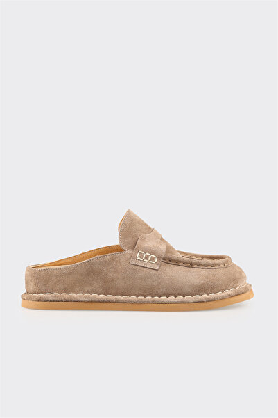 Elle Shoes Vizon Deri Kadın Terlik
