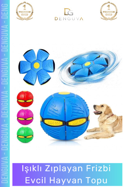 Denguva #Frizbi Işıklı Zıplayan Köpek Oyuncağı İnteraktif Esnek Dayanıklı Par...