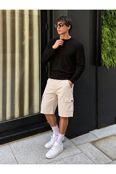 hacker Men's Premium Comfort Trend Cream Cargo Pocket Shorts
