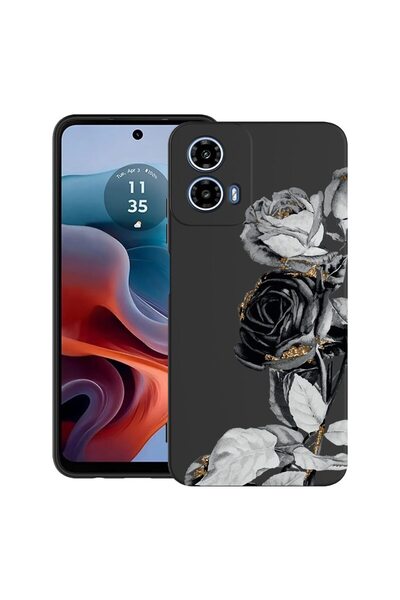 bestcase Θήκη για Motorola Moto G45 με σχέδιο Μαύρο Τριαντάφυλλο, TPU Ματ Εξα...