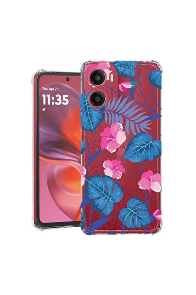 bestcase Θήκη για Motorola Moto G06 με σχέδιο τροπικών μπλε λουλουδιών, Αντικ...