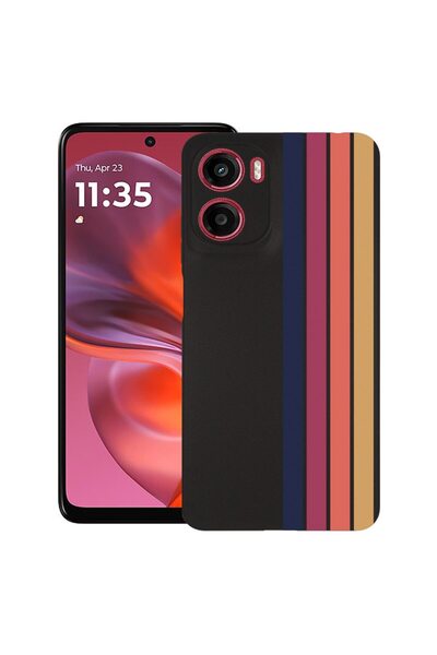 bestcase ¬Æ Husa pentru Motorola Moto E15 / Moto G05, Retro Lines, Slim Silic...