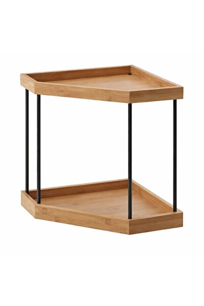 IKEA Corner kitchen counter organizer 2 levels, bamboo + metal, spice organiz...
