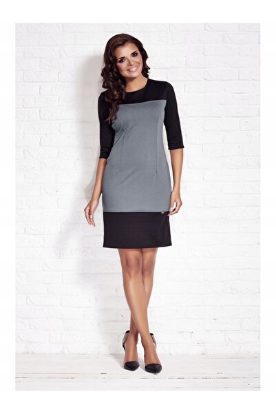 Awama Dress A078, Awama, Polyester/ Elastane, Black/Blue, M INTL