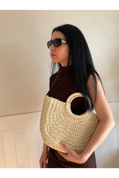 lalettobags Geantă de mână și crossbody din paie pentru femei