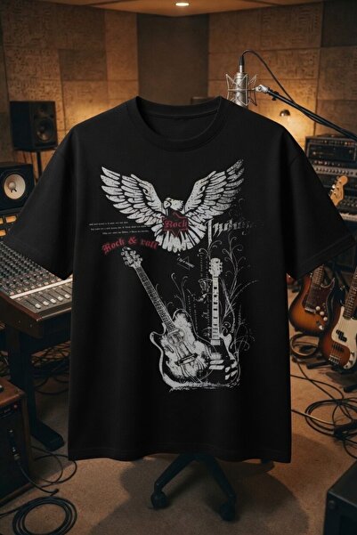 Köstebek تي شيرت للجنسين من Electro Guitar Rock&Roll Wings