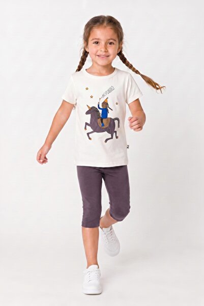Perendi Girl's Unicorn Printed Capri Tights Set