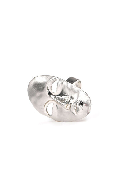 meli melo Modern silver ring with abstract mask