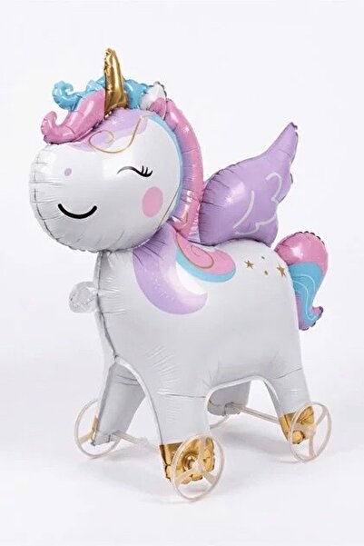 ikm balon 🦄 TEKERLEKLİ UNİCORN FOLYO BALON 🦄