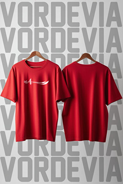 Vordevia Hz. Tricou oversize cu imprimeu Ali & Zülfikar, cu guler tip bicicletă