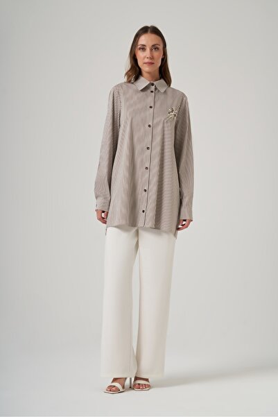 Nuss 3008 Bead Embellished Buttoned Shirt