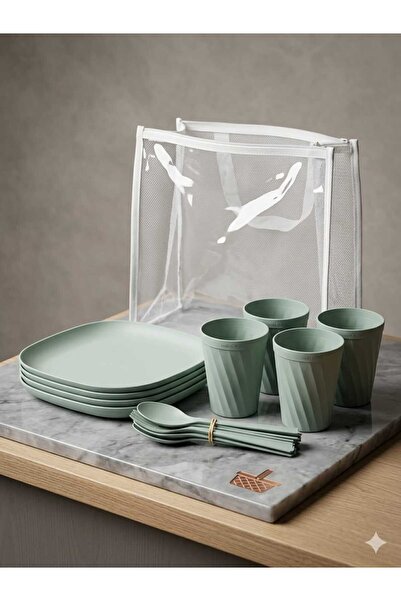 Leva House PİKNİK SETİ ÇANTALI 4 KİŞİLİK 21 PARÇA PİKNİK SETİ 30X30 CM