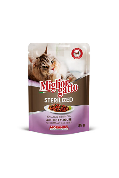 MİGLOR Miglior Gatto Sterilized Chunks in Sauce with Lamb and Vegetable (85g ...