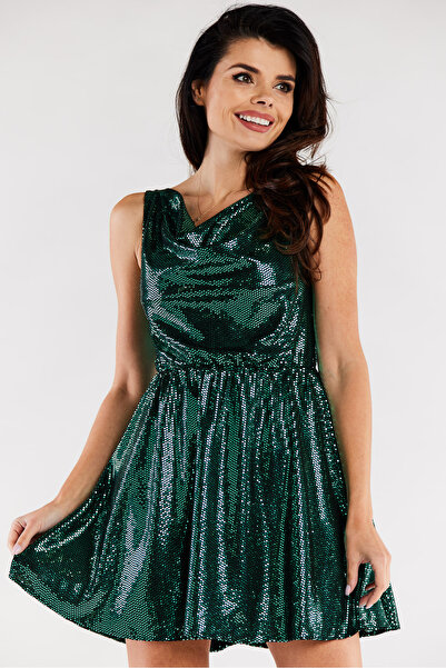 Awama Women's short dress, Awama, Polyester, Green, M