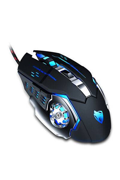 T-WOLF V6 RGB Gaming Mouse Kablolu 3200 DPI Işıklı Ergonomik Oyuncu Mouse Siyah