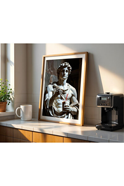 Tuba Decor Tablou cu ramă din lemn dintr-o singură bucată, cafea cu gheață