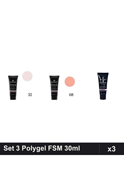 FSM Set 3 Polygel 30ml - Nr.32, Nr.08, Nr.15 - Constructie Unghii