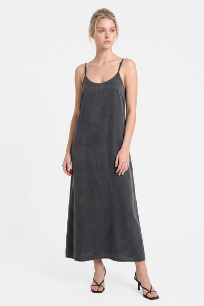 No Matter What Adjustable Thin Strap Tencel Midi Dress