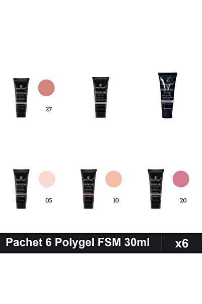 FSM Set 6 Polygel 30ml - Nr.27, Nr.01 CLEAR, Nr.22, Nr.05, Nr.10, Nr.20
