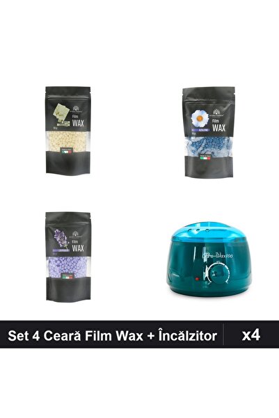 global fashion Set 4 Ceară Epilare Film Wax 100g + Încălzitor ProWax - Ciocol...