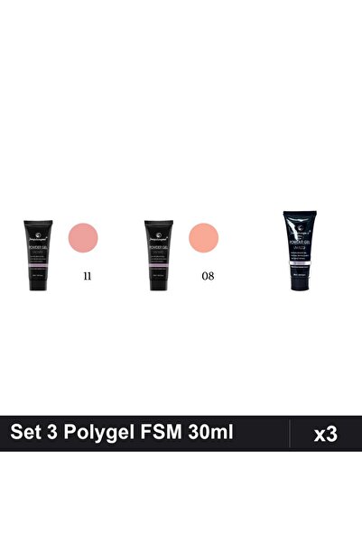 FSM Set 3 Polygel 30ml - Nr.11, Nr.08, Nr.14 - Constructie Unghii