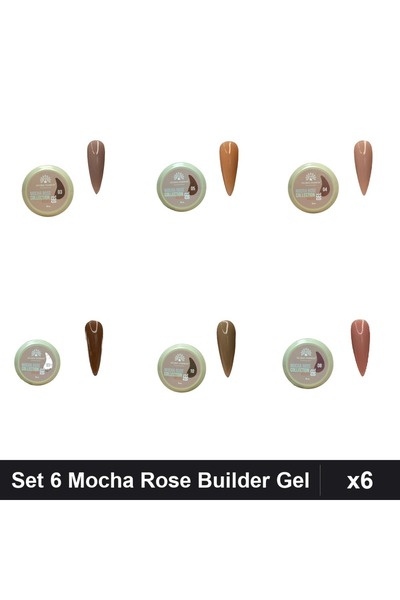 global fashion Set 6 Mocha Rose Builder Gel 15g - Nr.03 Nr.04 Nr.05 Nr.07 Nr....