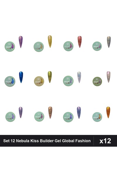 global fashion Set 12 Nebula Kiss Builder Gel 15g - Nr.01 Nr.04 Nr.05 Nr.06 N...