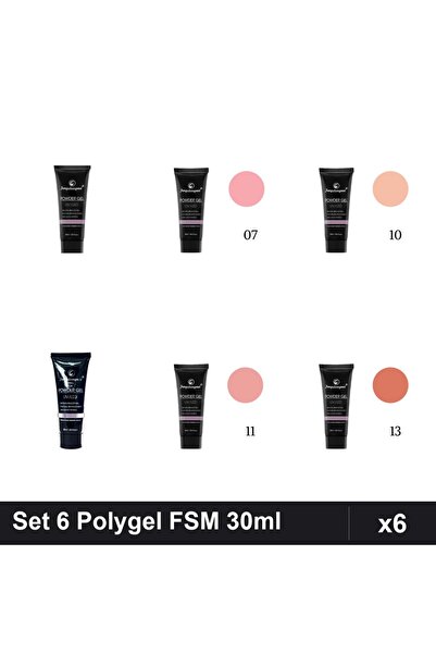 FSM Set 6 Polygel 30ml - Nr.01, Nr.07, Nr.10, Nr.11, Nr.13, Nr.14 - Constructie