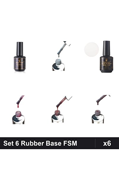 FSM Set 6 Nude Rubber Base 15ml - Nr.04, Nr.06, Nr.14, Nr.15 - Baza Pigmentata