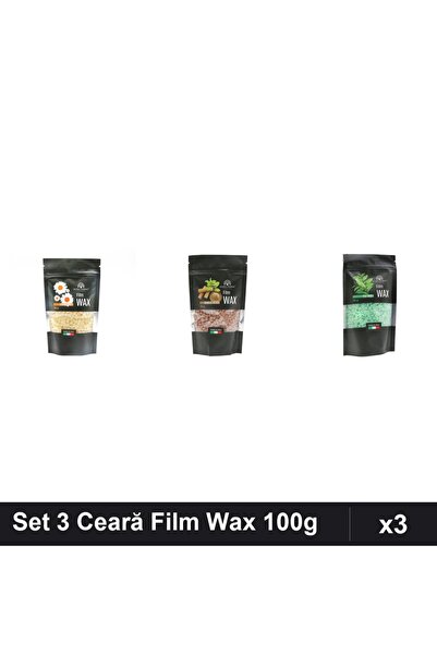 global fashion Set 3 Ceară Epilare Film Wax 100g - Mușețel, Lemn de santal, T...