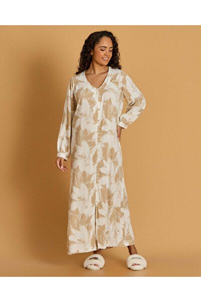 REDTAG Women Beige And White Printed Nightgown