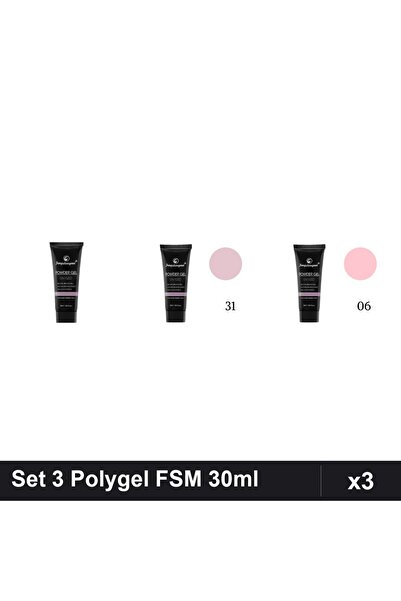 FSM Set 3 Polygel 30ml - Nr.01 Clear, Nr.31, Nr.06 - Constructie Unghii