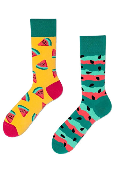 Right-Left Core Watermelon Patterned Colorful Socks
