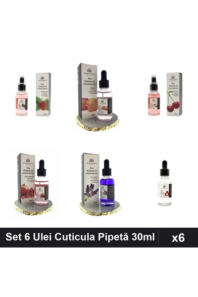 global fashion Set 6 Ulei Cuticula Pipetă 30ml - Căpșuni, Măr, Cireșe, Rodie,...
