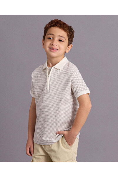 REDTAG Boys Beige Polo T-Shirt