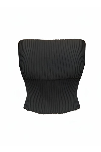 Simi Underwear Γυναικεία μπλούζα Aurora μαύρη με ραβδώσεις χωρίς τιράντες