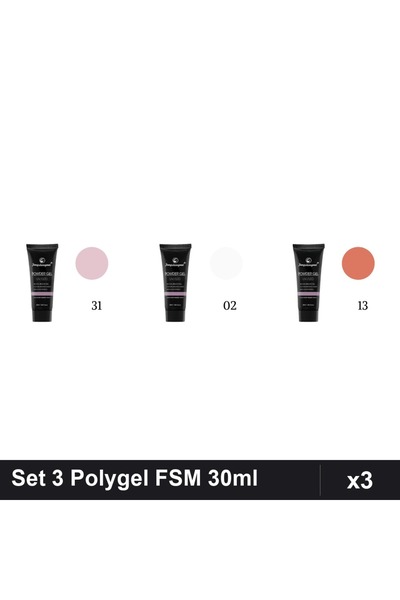 FSM Set 3 Polygel 30ml - Nr.31, Nr.02, Nr.13 - Constructie Unghii