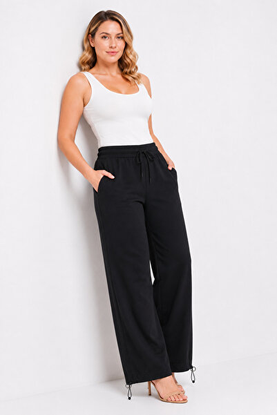 Şans Women's Plus Size Black, Elastic Waist, Adjustable Leg Sports Pants 65N3...