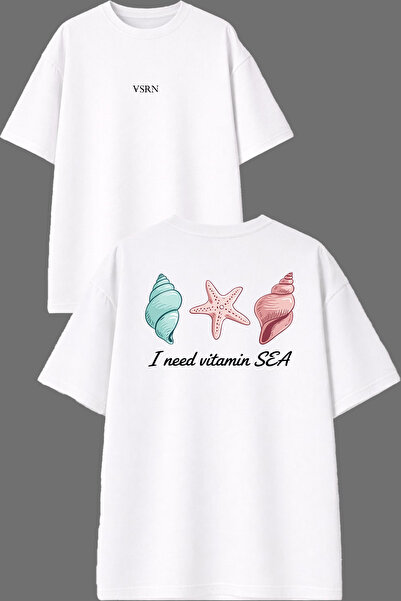VSRN I Need Vi̇t Design Front and Back Printed White Oversize T-Shirt