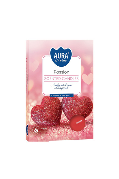 BISPOL Lumanari parfumate, Bispol Aura Candles, Passion, 6 bucati