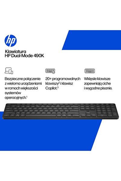 HP Klawiatura 490K Multi-Device Dual Mode - BD5F4AA#ABB
