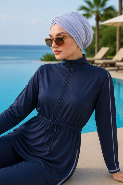 Ritagarcia Cross 3-Stripes Daily and Sea Cap, Practical Ready-To-Wear Turban,...
